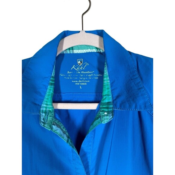 Kuhl Sojourn Button Up Top Teal Shirt Long Sleeve Roll Tab Women's 108846 Sz L - Picture 7 of 12